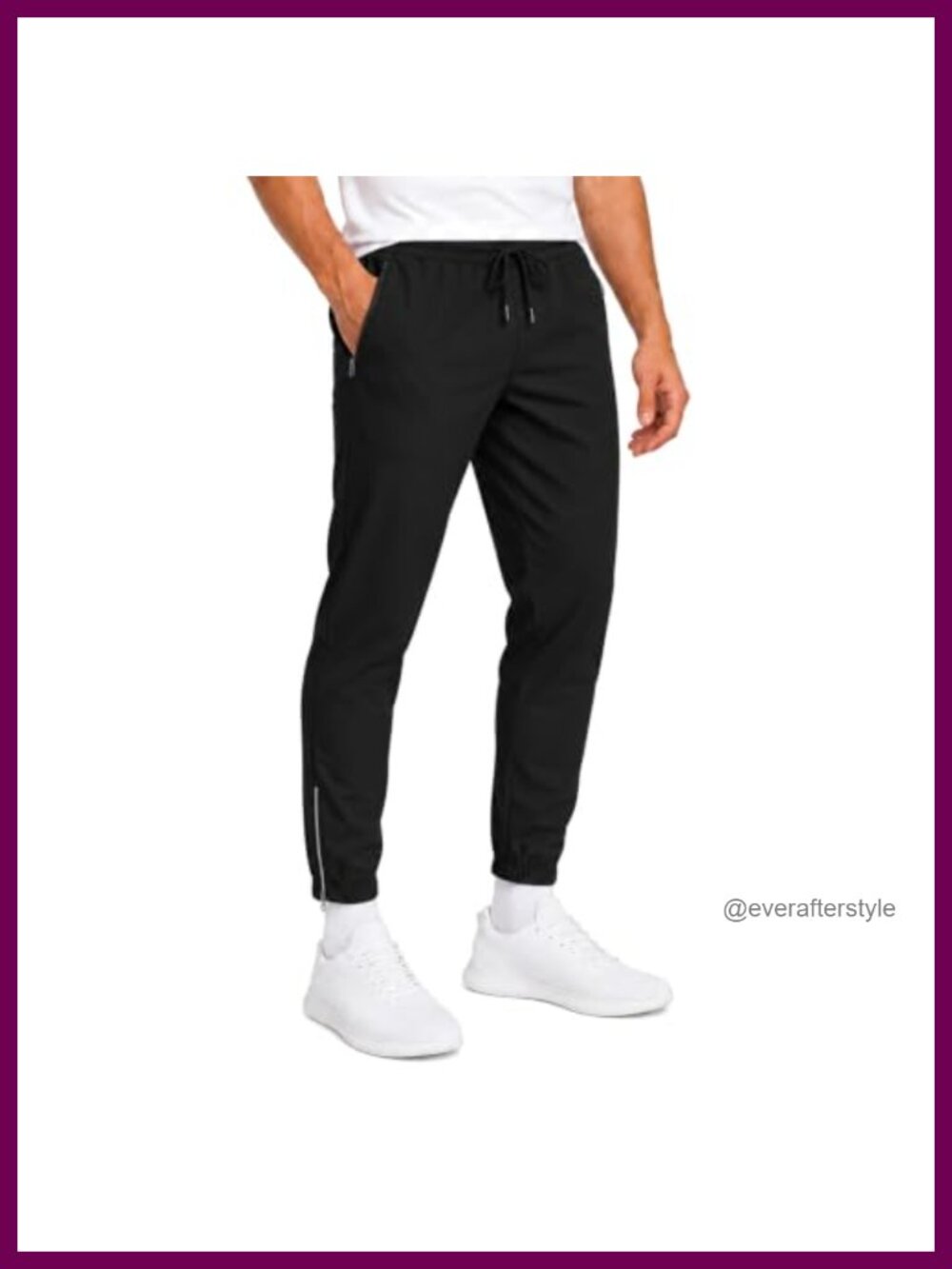 Mens Lightweight Stretch Joggers Tapered Sweatpants Zip Pockets